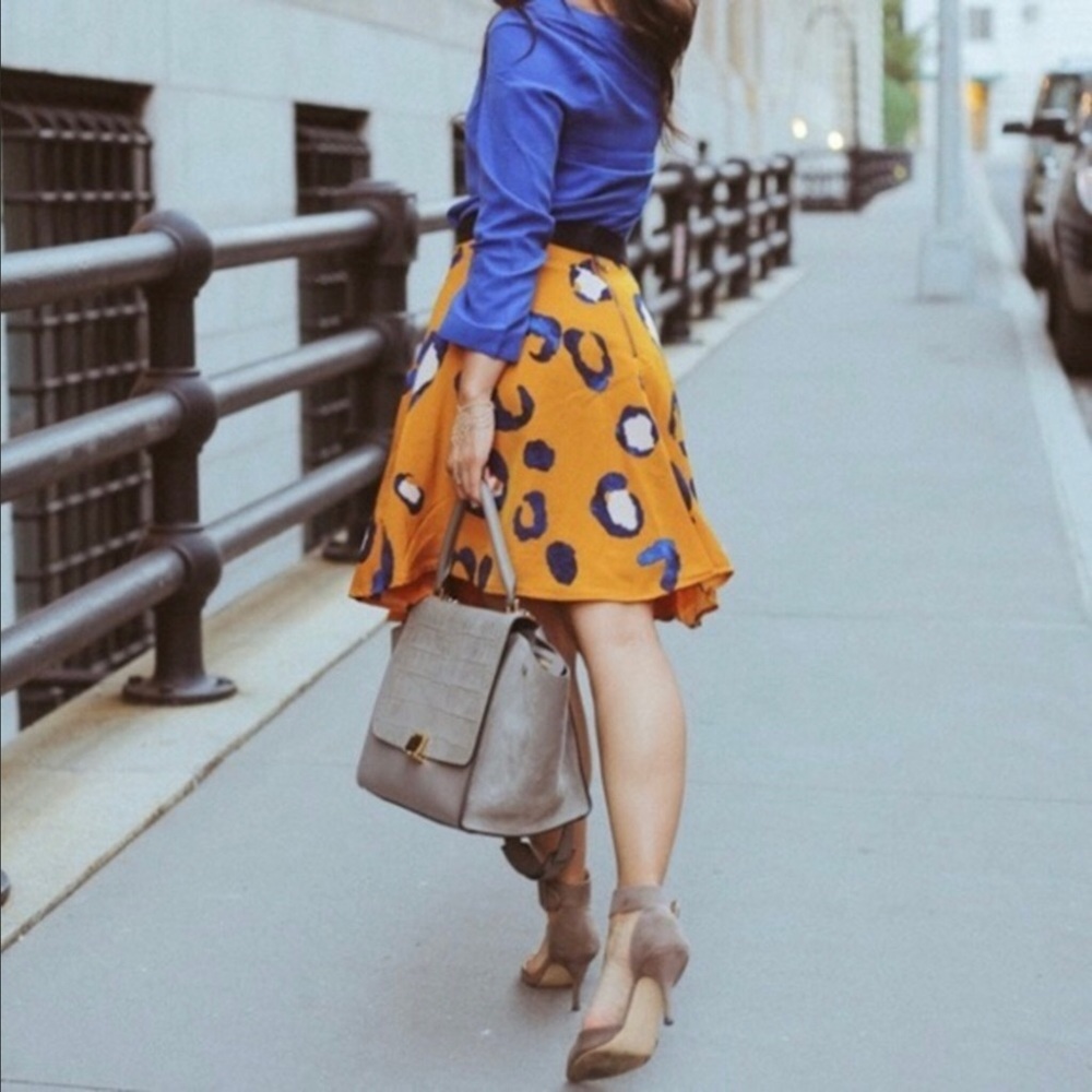 3.1 Phillip Lin Mustard Cheetah Skirt Size 4